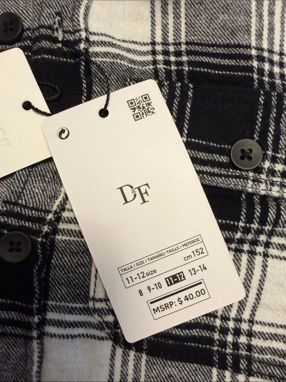 Denim & Flower Black and White Plaid Button-Down Shirt